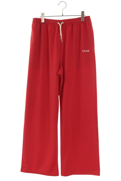 CELINE Logo Print Wide Leg Track Pants Red Size 34