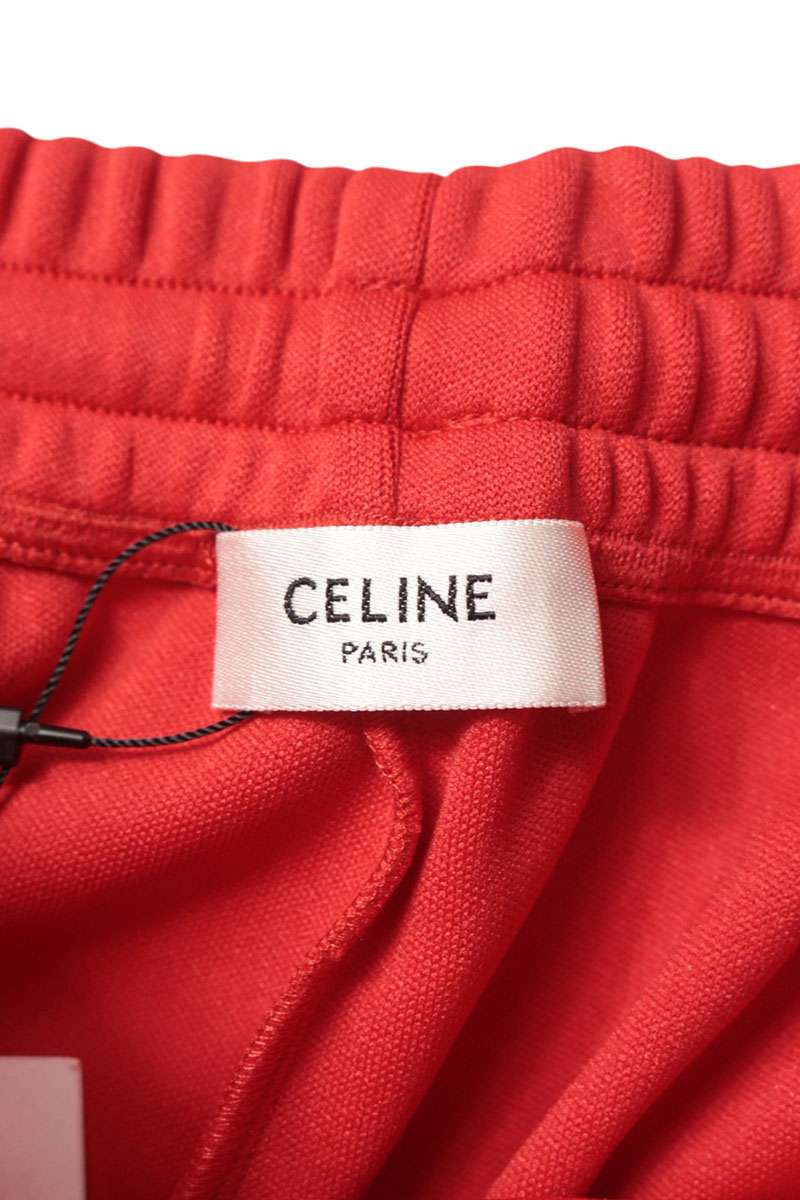 CELINE Logo Print Wide Leg Track Pants Red Size 34