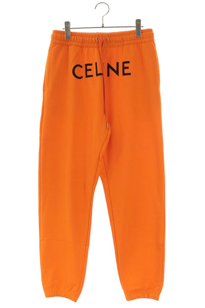 CELINE Logo Print Cotton Sweatpants Orange Size 34