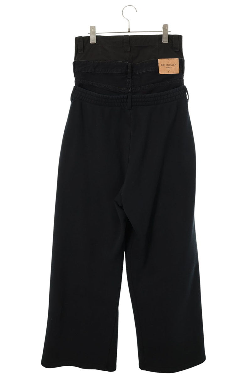 BALENCIAGA 24AW Triple Layered Denim Sweatpants Size 30