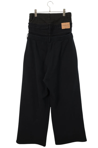 BALENCIAGA 24AW Triple Layered Denim Sweatpants Black Size S