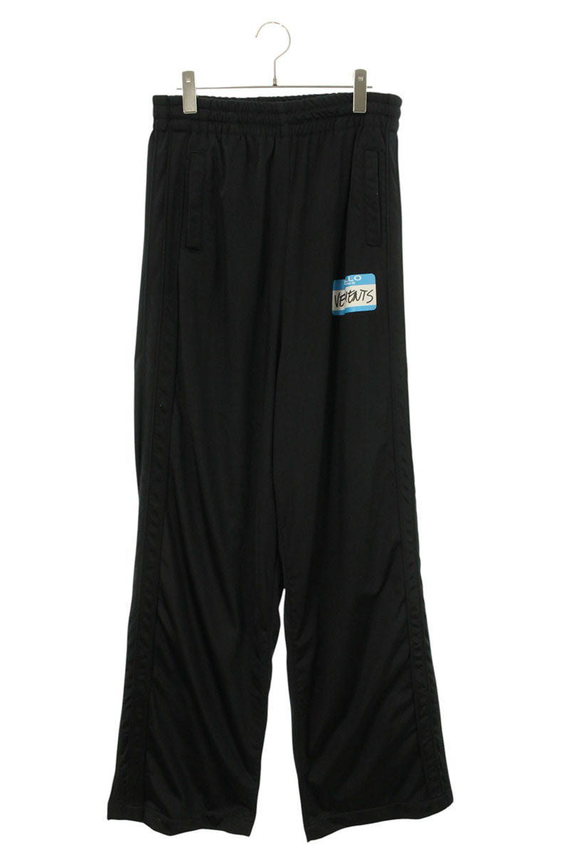 VETEMENTS Logo Print Jersey Pants Black/Blue Size S