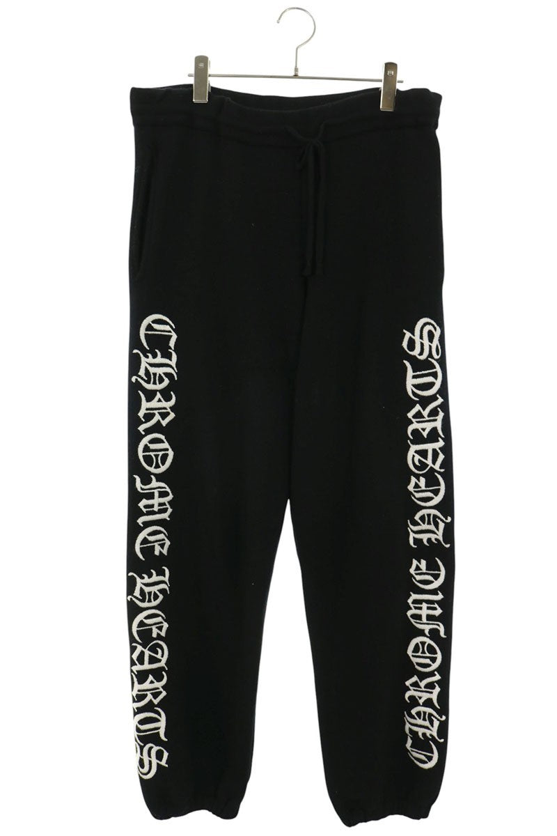 Chrome Hearts Black Logo Embroidered Cashmere Pants Size L