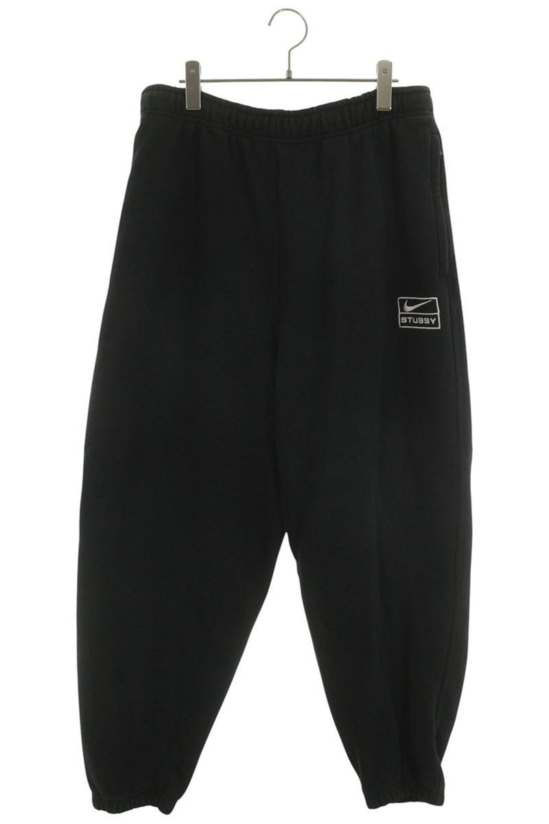 NIKE x STUSSY Black Cotton Poly Logo Sweatpants Size 32