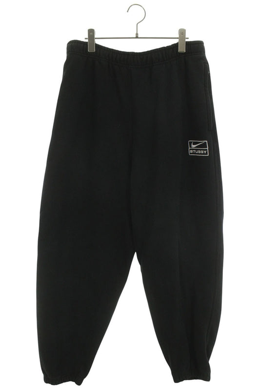 NIKE x STUSSY Black Cotton Poly Logo Sweatpants Size 32