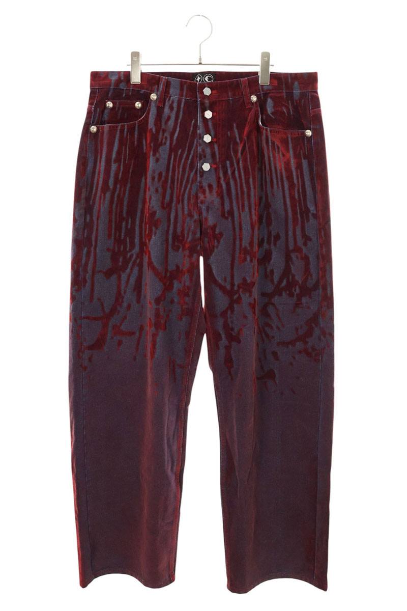 THUG CLUB TC25PT1001 Red Blood Leathered Button Fly Size 36