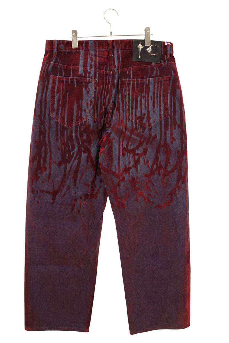THUG CLUB TC25PT1001 Red Blood Leathered Button Fly Size 36