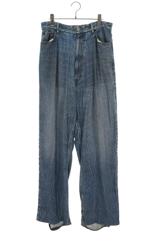 BALENCIAGA Denim Print Rayon Casual Pants Indigo Size M