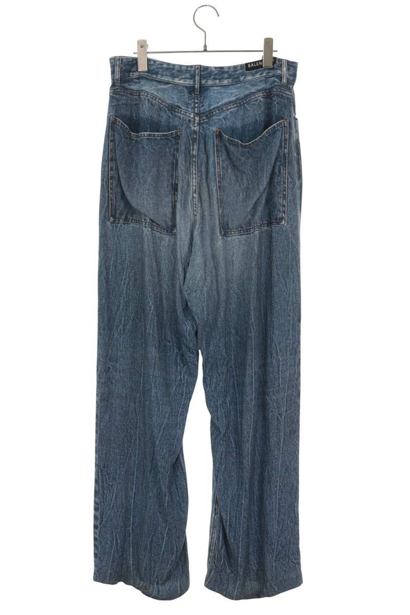 BALENCIAGA Denim Print Rayon Casual Pants Indigo Size M