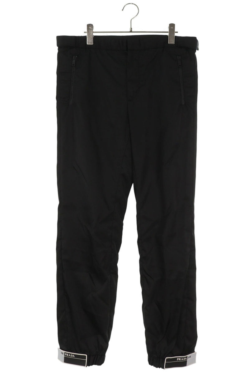 PRADA UP0008 Black Logo Tape Hem Nylon Pants Size 32