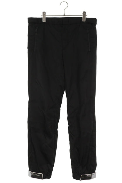 PRADA UP0008 Black Logo Tape Hem Nylon Pants Size 32