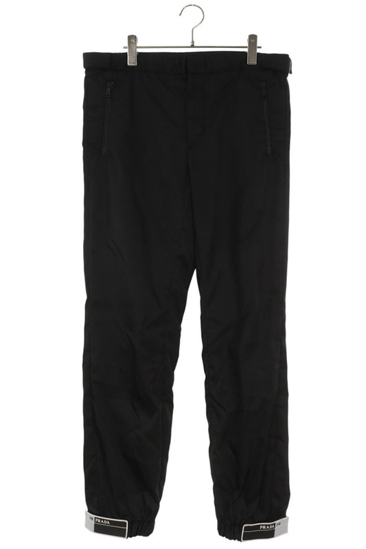 PRADA UP0008 Black Logo Tape Hem Nylon Pants Size 32