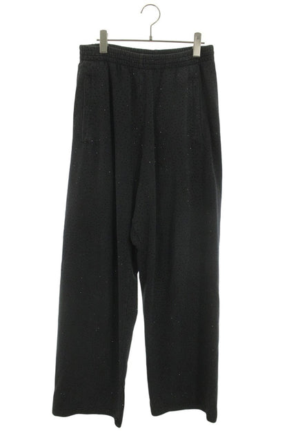 BALENCIAGA Rhinestone Baggy Cotton Sweatpants Black Size M