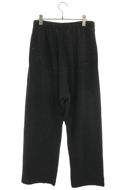 BALENCIAGA Rhinestone Baggy Cotton Sweatpants Black Size M