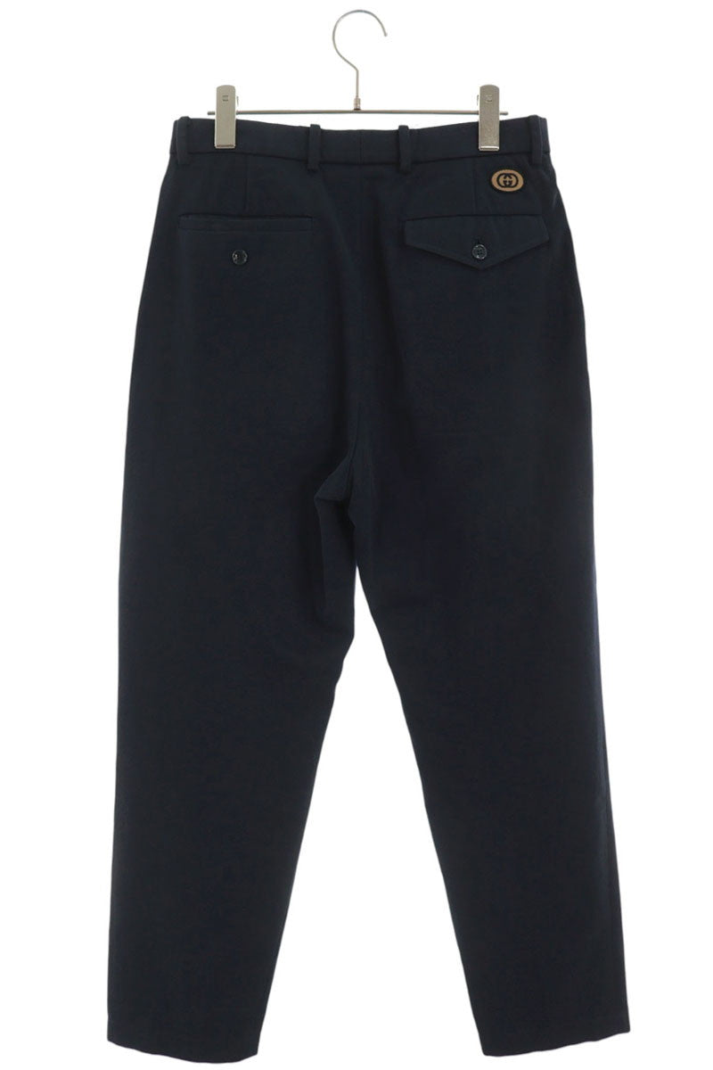 GUCCI GG Logo Patch Slacks Navy Blue Size 33