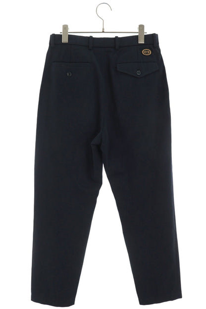 GUCCI GG Logo Patch Slacks Navy Blue Size 33