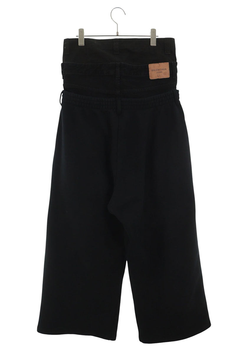 BALENCIAGA 24AW Triple Layered Denim Sweatpants Size M