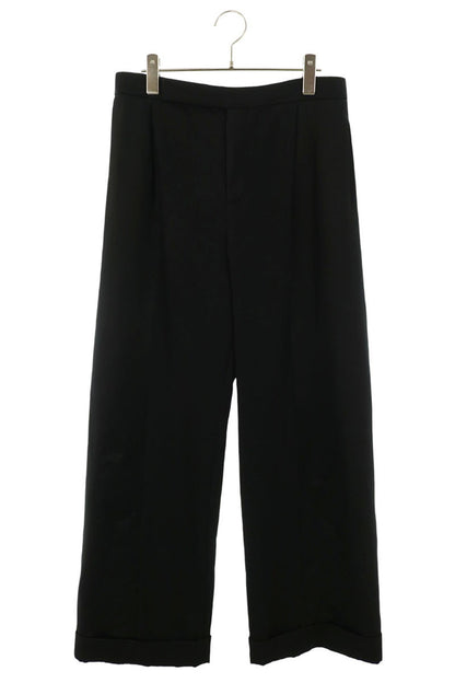 SAINT LAURENT PARIS Black Wool Wide Slacks Trousers Size 46