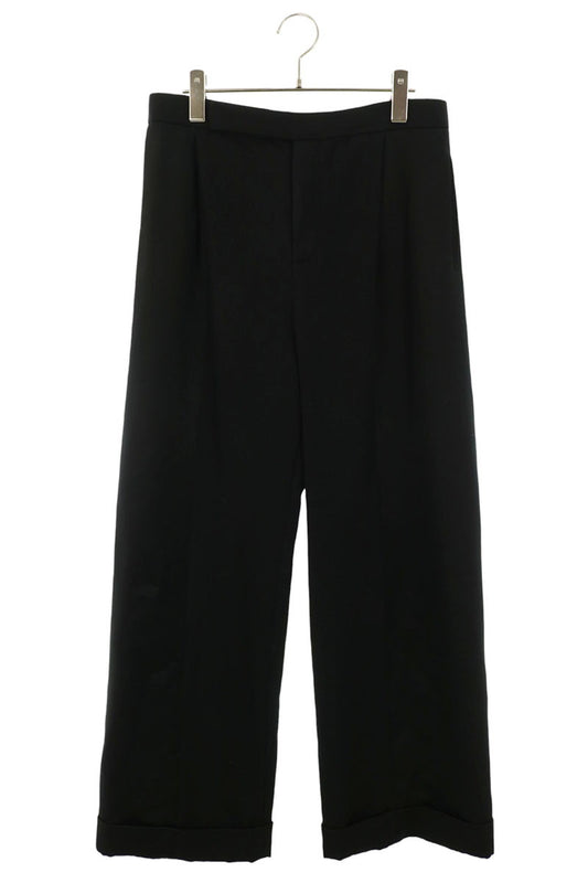 SAINT LAURENT PARIS Black Wool Wide Slacks Trousers Size 46