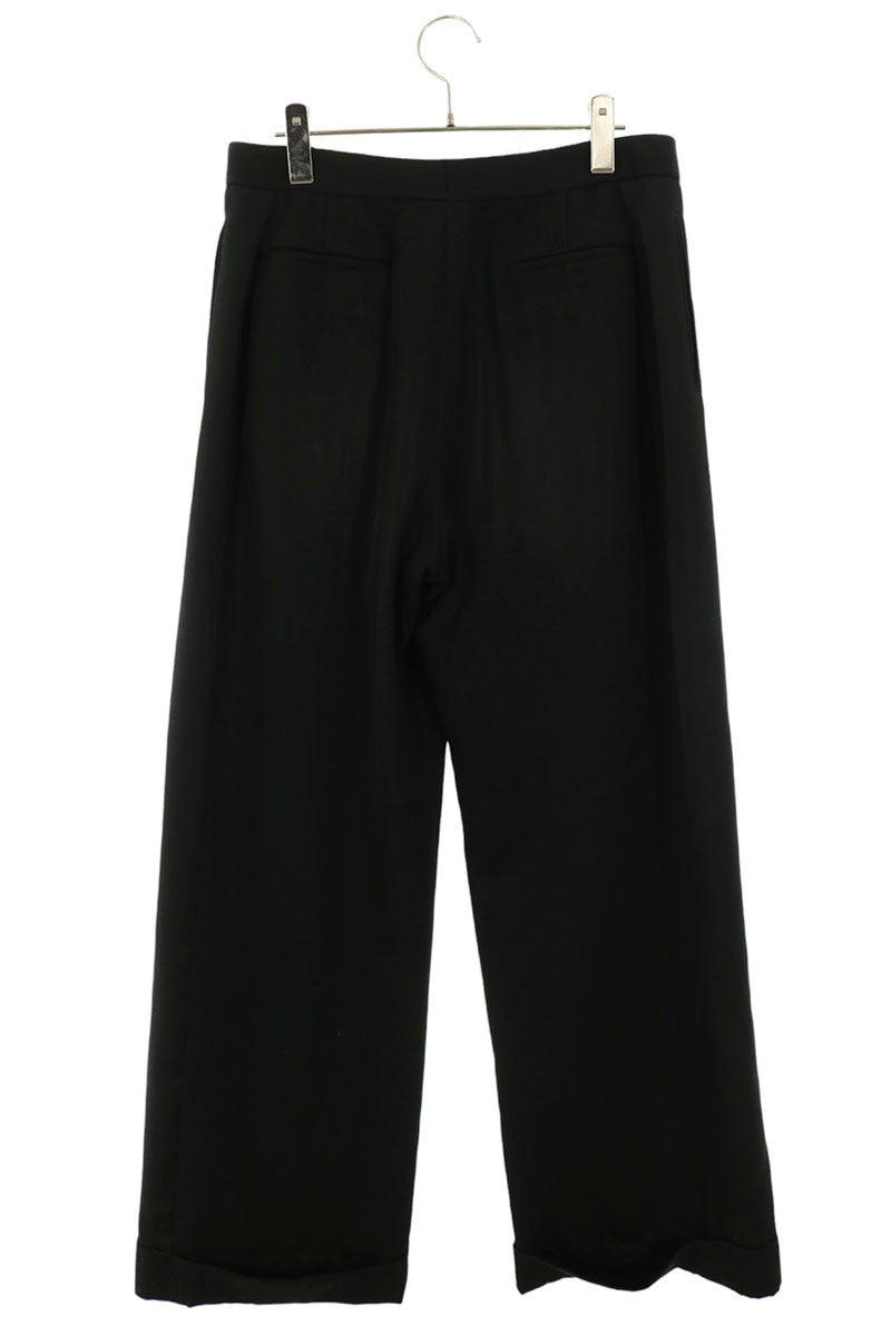 SAINT LAURENT PARIS Black Wool Wide Slacks Trousers Size 46