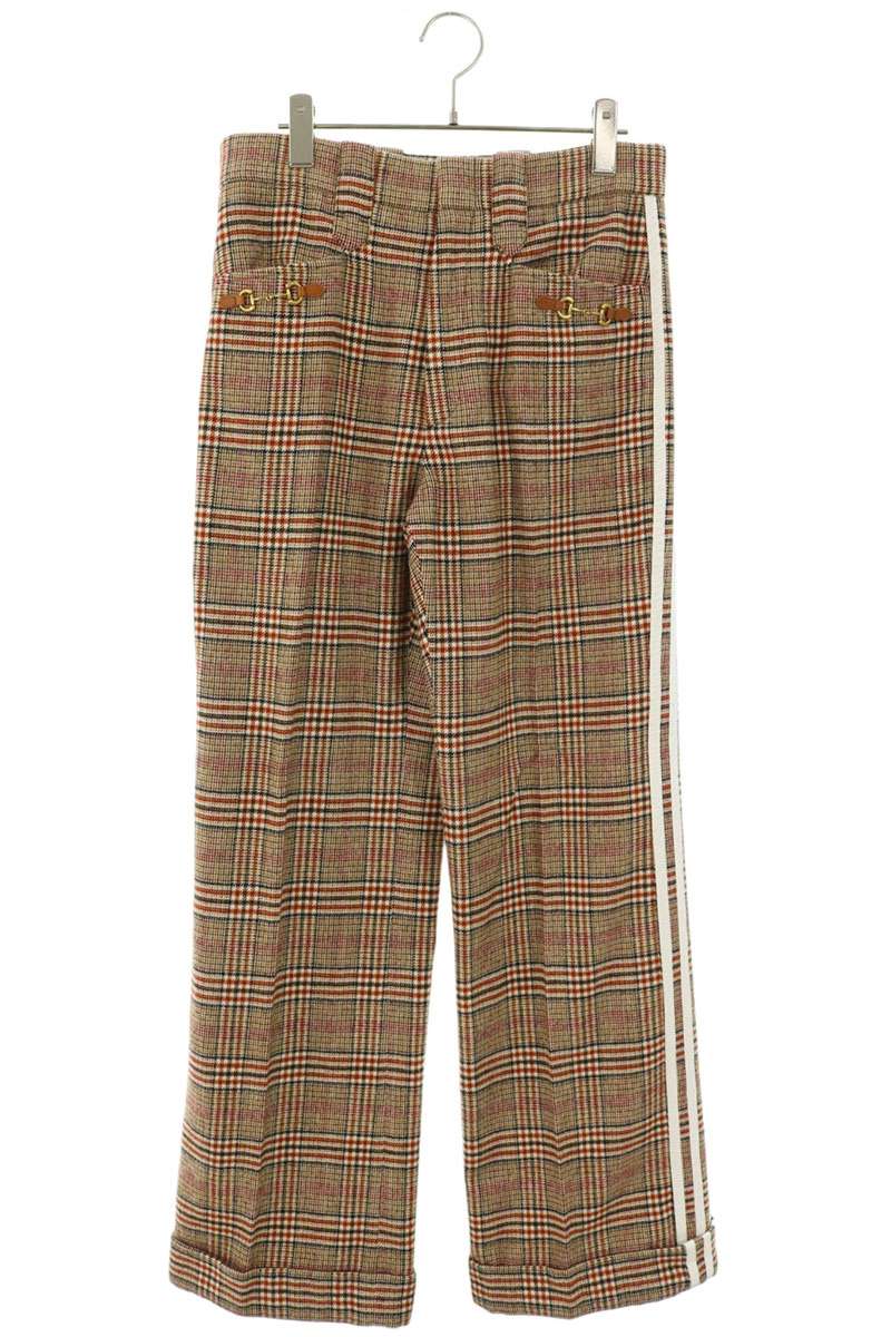 GUCCI 23SS Horsebit Check Wool Pants Brown Size 32