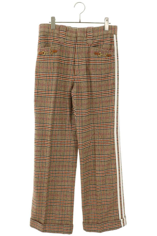 GUCCI 23SS Horsebit Check Wool Pants Brown Size 32