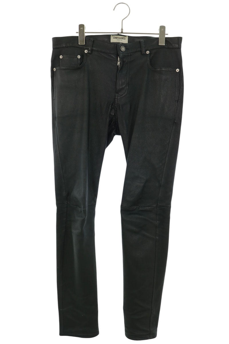 SAINT LAURENT PARIS Lamb Leather Skinny Long Pants Size 36