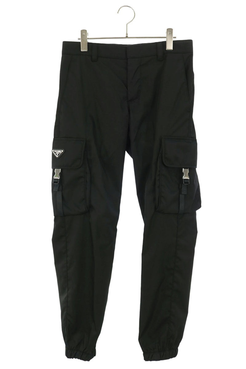 PRADA Logo Plate Nylon Cargo Pants Black Size 32