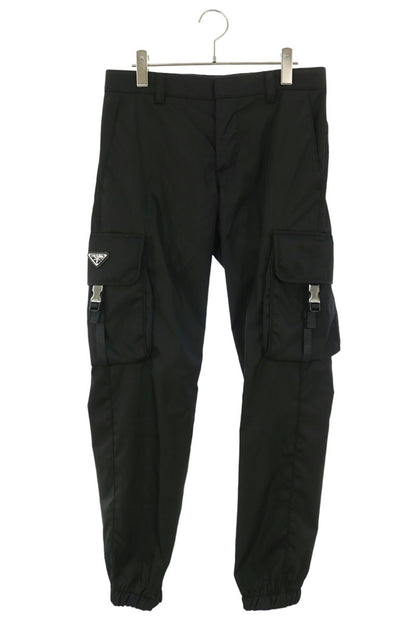 PRADA Logo Plate Nylon Cargo Pants Black Size 32