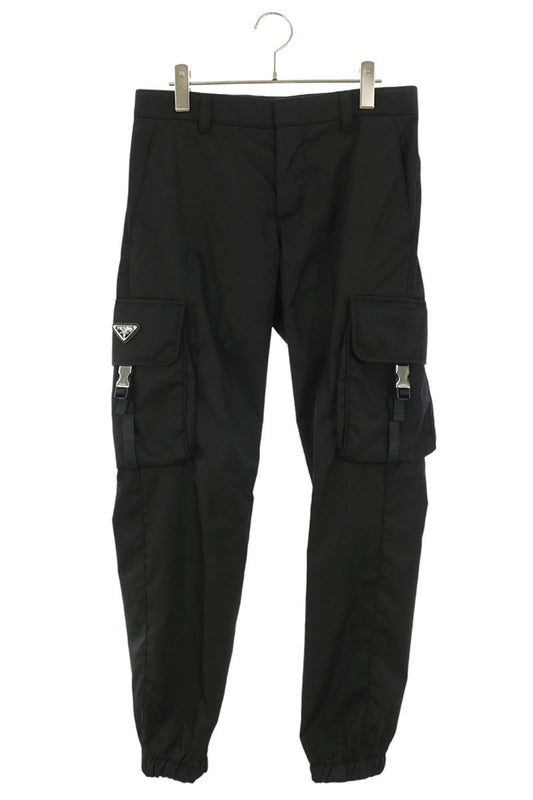 PRADA Logo Plate Nylon Cargo Pants Black Size 32