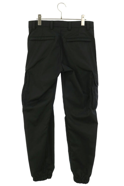 PRADA Logo Plate Nylon Cargo Pants Black Size 32