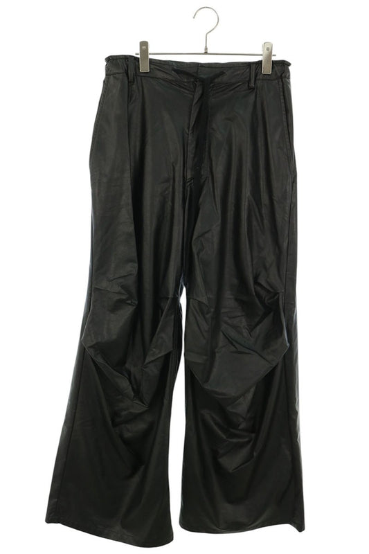 MM6 S52AK0510 Textured Faux Leather Pants Black Size 38