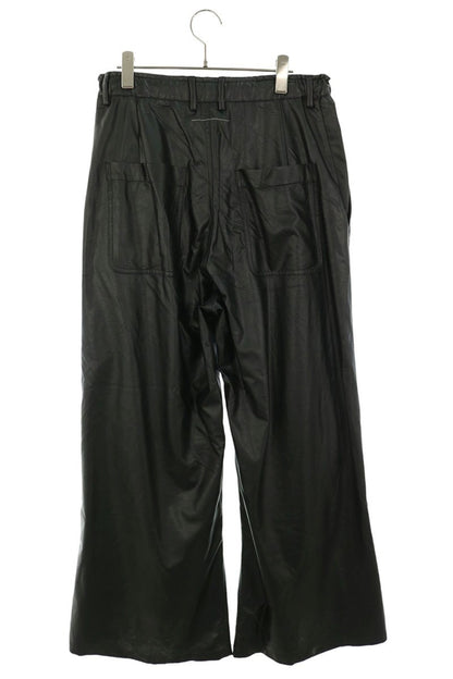 MM6 S52AK0510 Textured Faux Leather Pants Black Size 38
