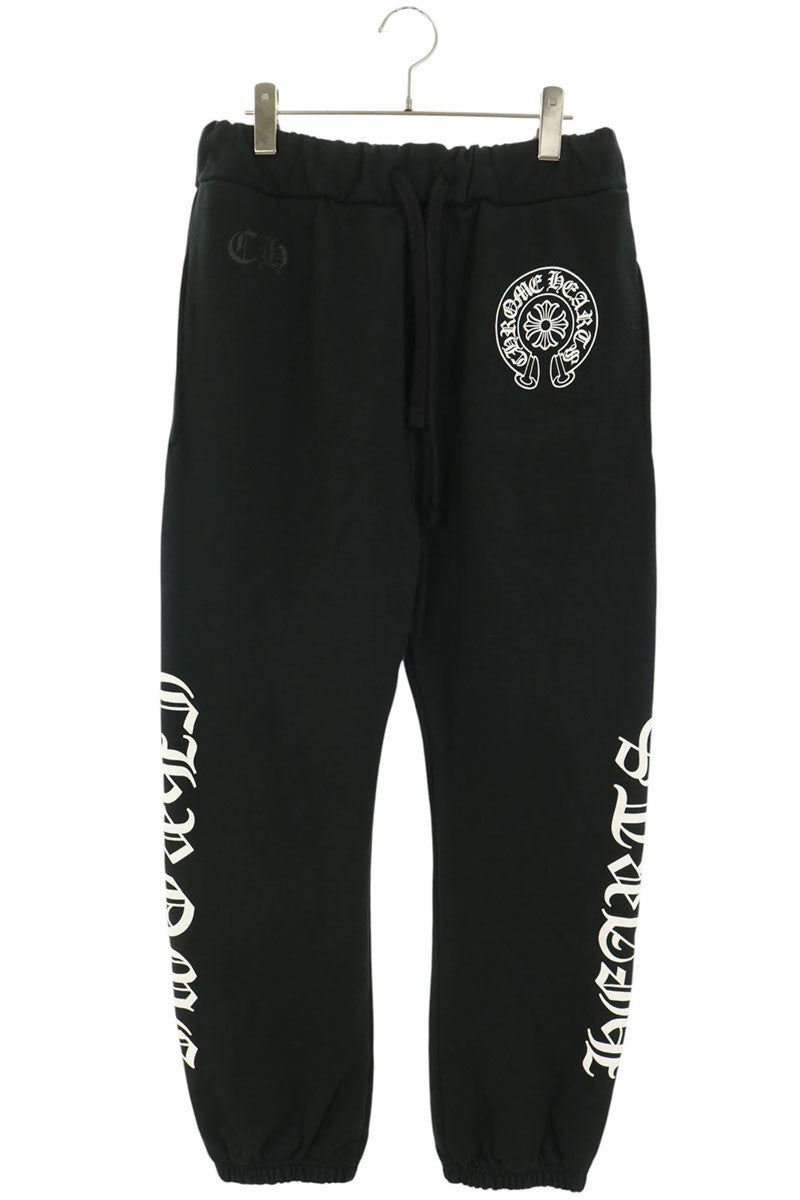 Chrome Hearts SWEAT PANTS Side Logo Print Black Size 30