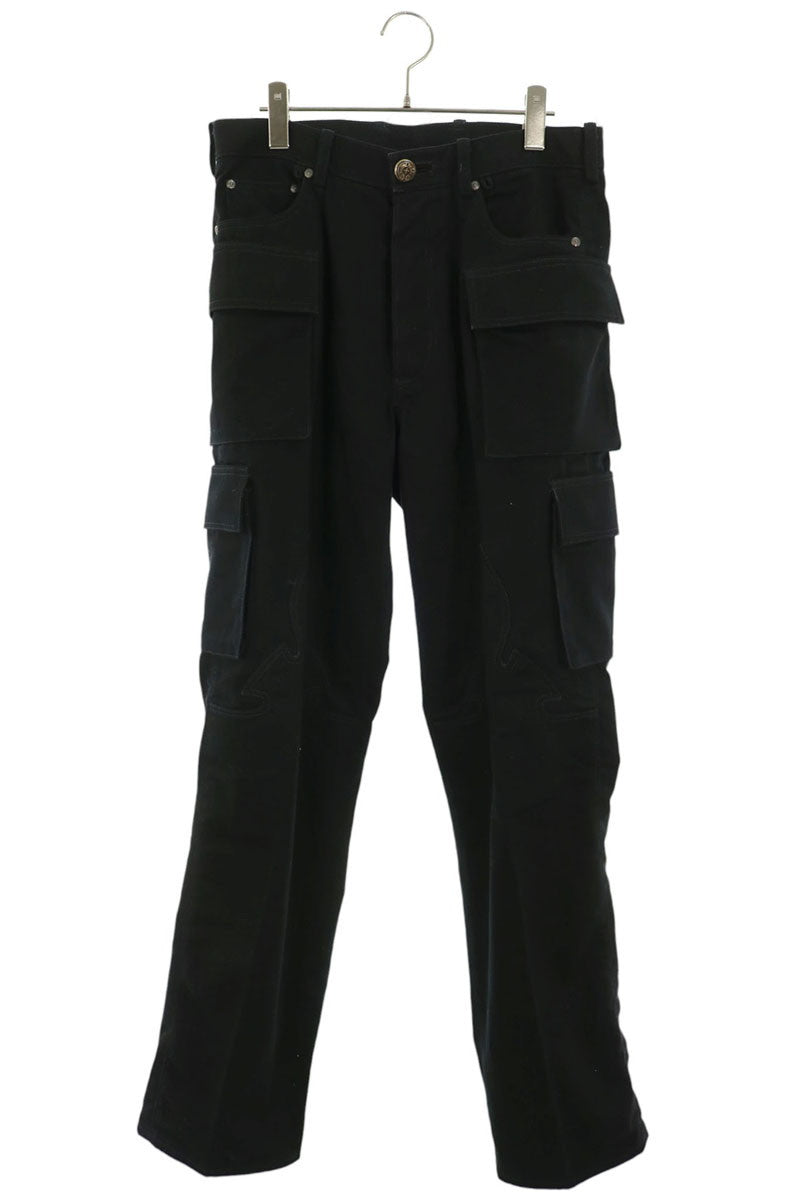 Chrome Hearts Arch Logo Button Cargo Black Cotton Pants Size 31