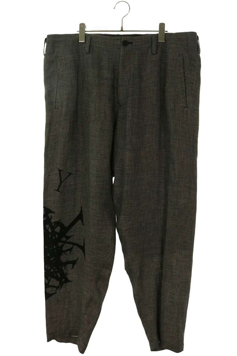 YOHJI YAMAMOTO POUR HOMME Glen Check Linen Pants Gray Size 3