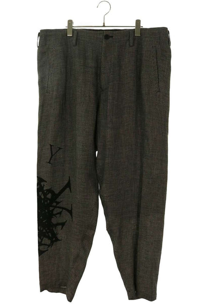 YOHJI YAMAMOTO POUR HOMME Glen Check Linen Pants Gray Size 3