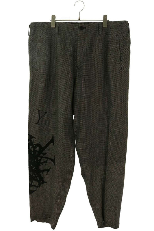 YOHJI YAMAMOTO POUR HOMME Glen Check Linen Pants Gray Size 3