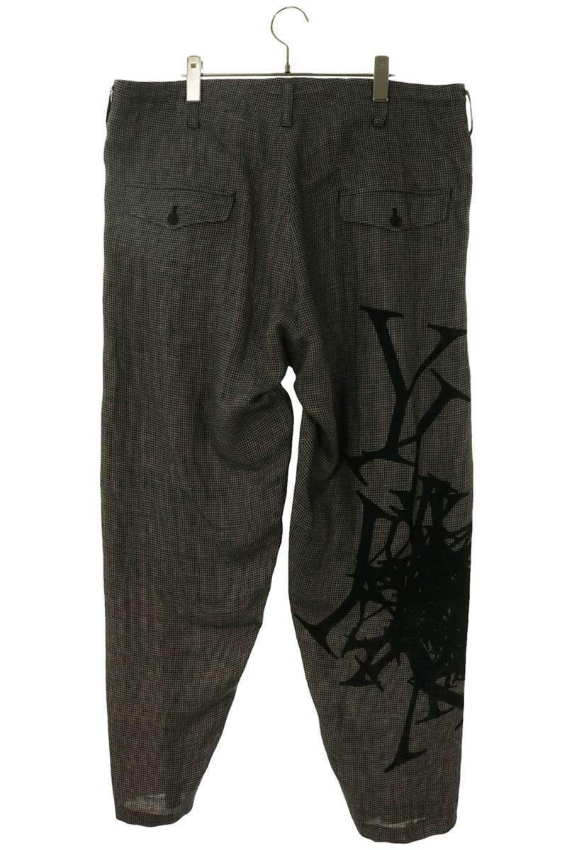 YOHJI YAMAMOTO POUR HOMME Glen Check Linen Pants Gray Size 3