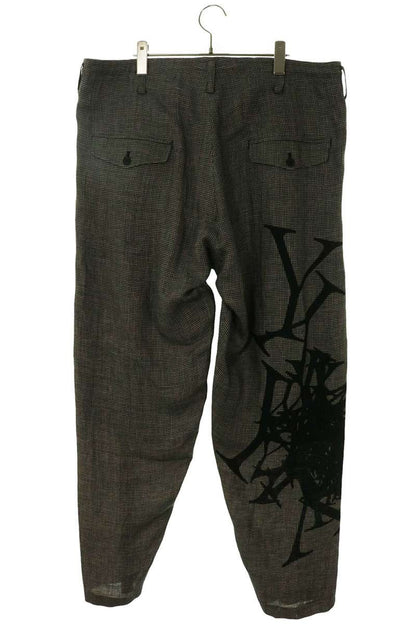 YOHJI YAMAMOTO POUR HOMME Glen Check Linen Pants Gray Size 3