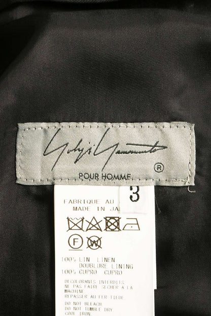 YOHJI YAMAMOTO POUR HOMME Glen Check Linen Pants Gray Size 3