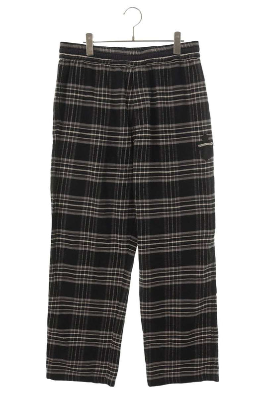 Chrome Hearts Cross Leather Patch Flannel Check Pants Size L