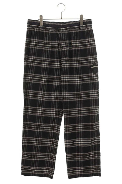 Chrome Hearts Cross Leather Patch Flannel Check Pants Size L