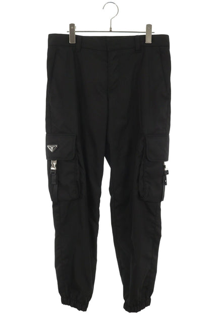PRADA Logo Plate Nylon Cargo Pants Black Size 46