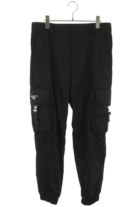 PRADA Logo Plate Nylon Cargo Pants Black Size 46