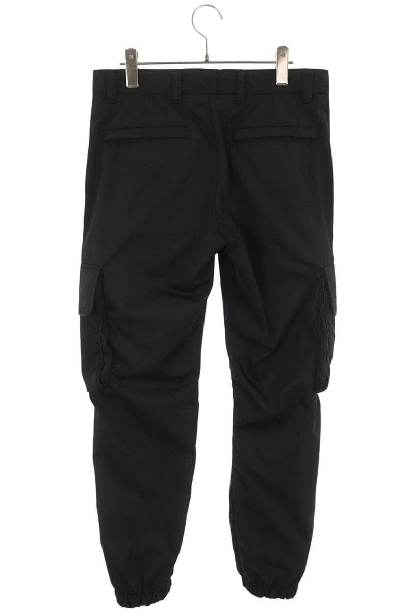 PRADA Logo Plate Nylon Cargo Pants Black Size 46