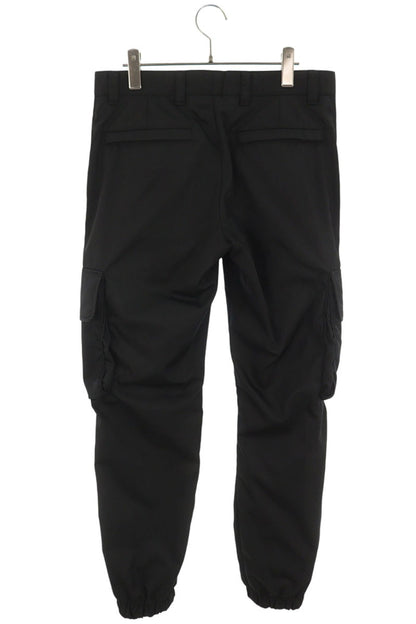 PRADA Logo Plate Nylon Cargo Pants Black Size 46