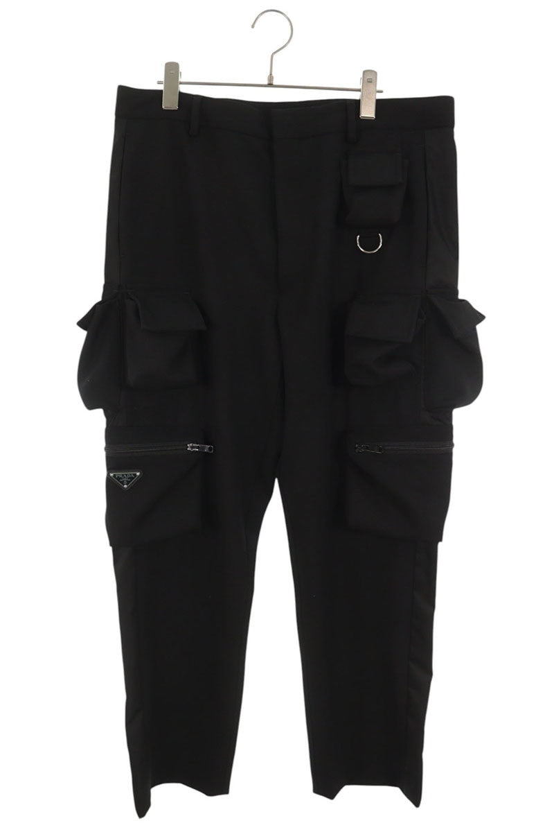 PRADA Triangle Logo Multi-Pocket Cargo Pants Black Size 50