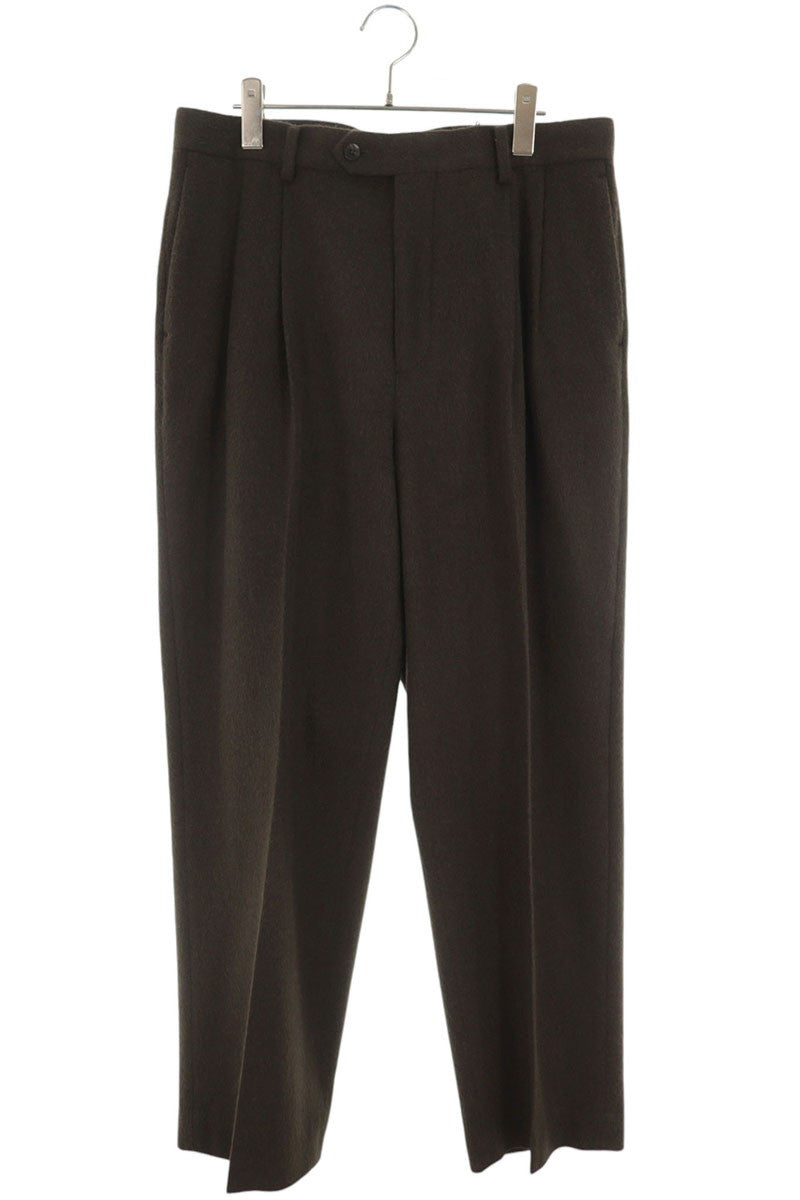 AURALEE Khaki Baby Camel Flannel 2-Tuck Slacks Size 5