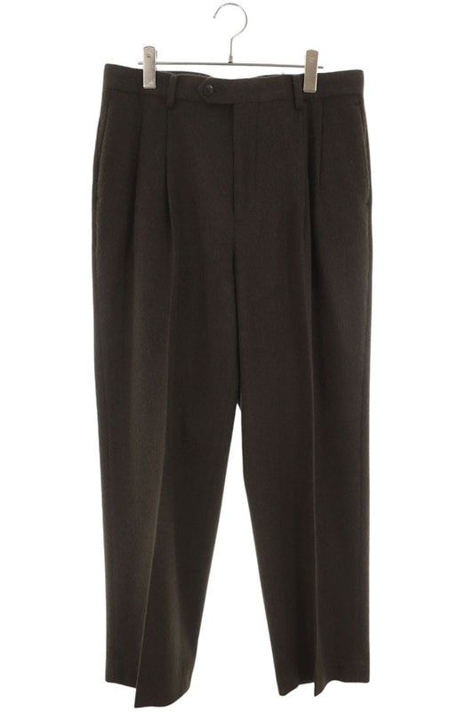 AURALEE Khaki Baby Camel Flannel 2-Tuck Slacks Size 5